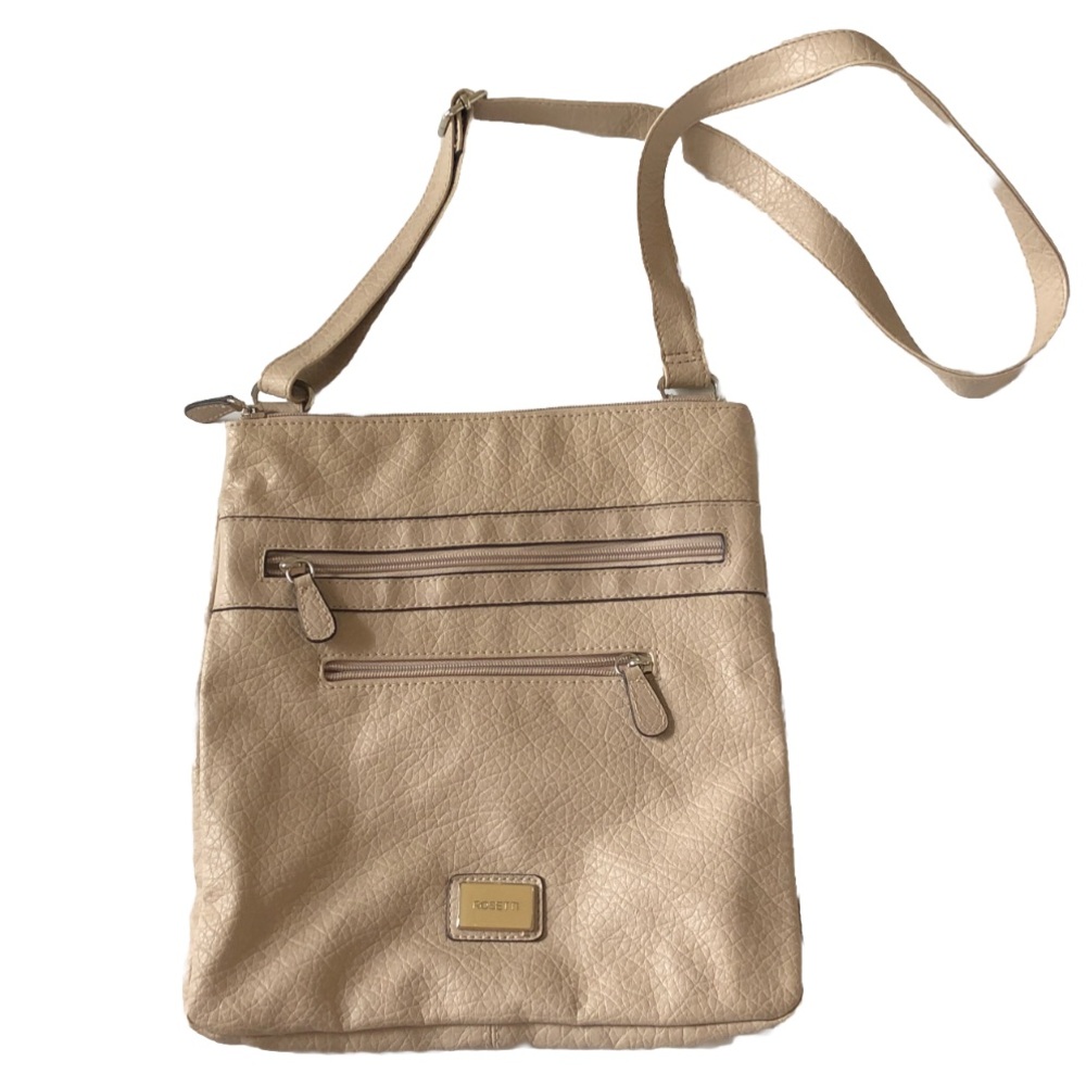 Rosetti Beige Faux Leather Multi-Pocket Adjustable Crossbody Bag